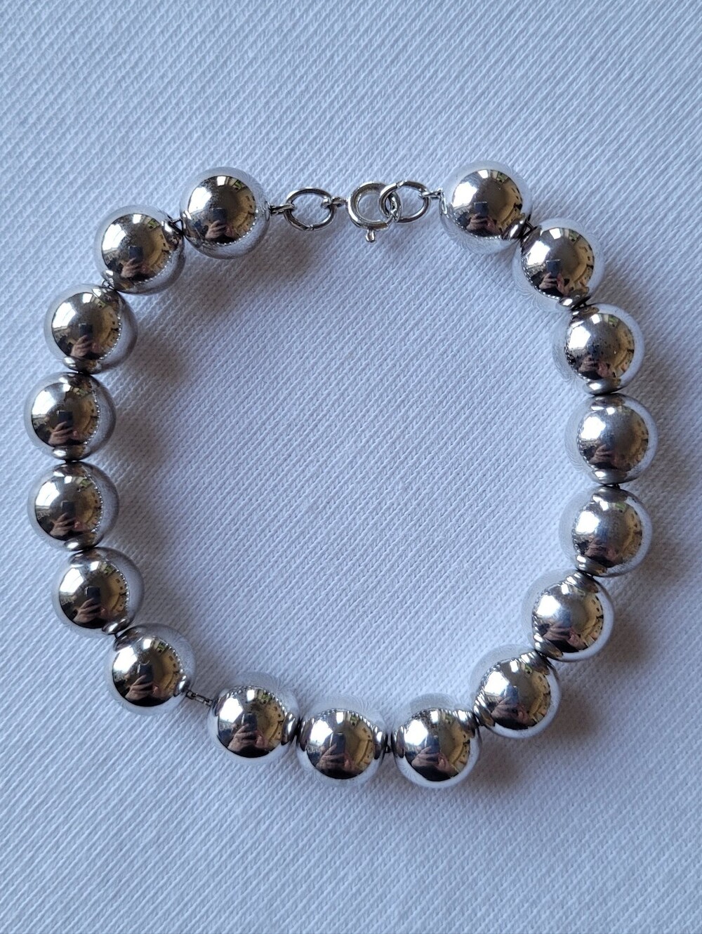7.5" Silver-plated Bead Costume Jewelry Bracelet